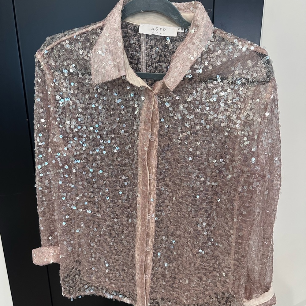 ASTR Pink Sequin Blouse